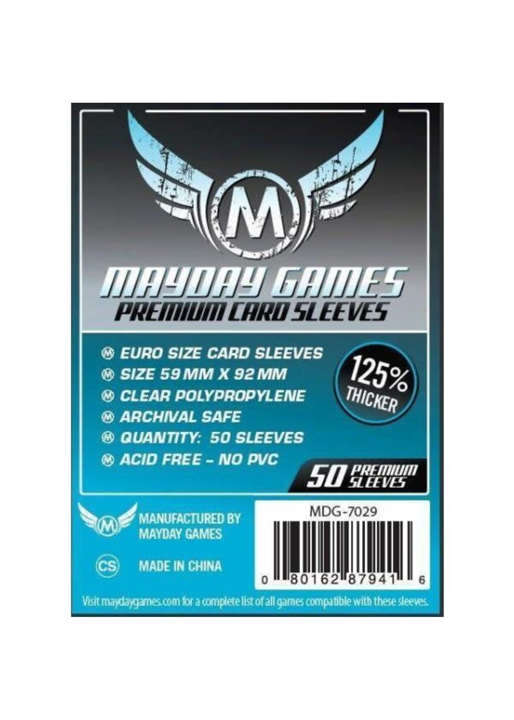 Mayday Games Mayday Premium Card Sleeves: 59mm x 92mm Euro (50)