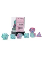 Chessex Gemini Luminary Poly 7 set: Gel Green & Pink w/ Blue