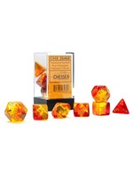 Chessex Translucent Gemini Poly 7 set: Red & Yellow w/ gold