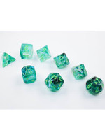 Chessex Lab Dice Luminary Borealis Poly 7 set: Kelp w/ light green