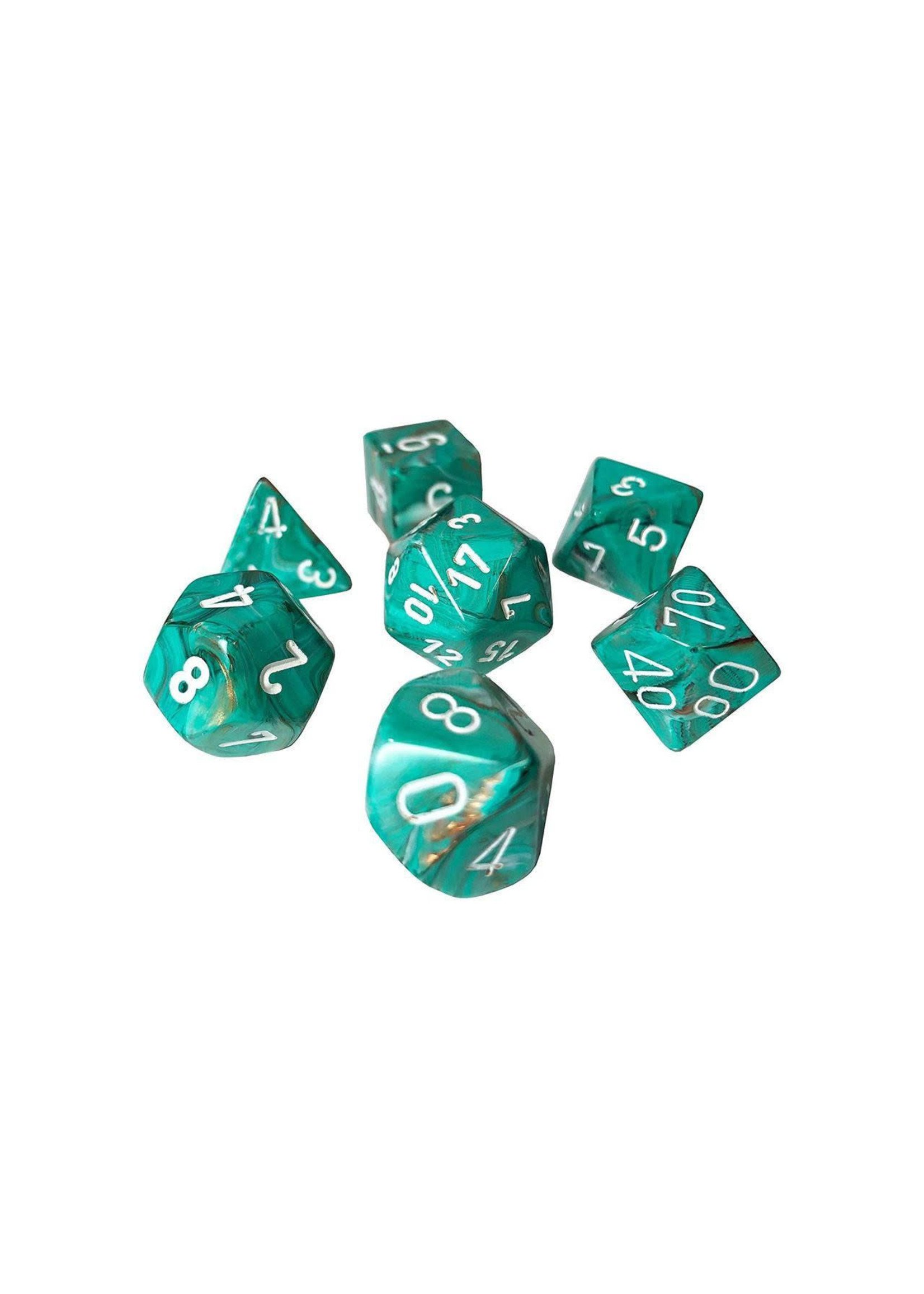 Chessex Marble Mini 7 Set: Oxi-Copper w/ white