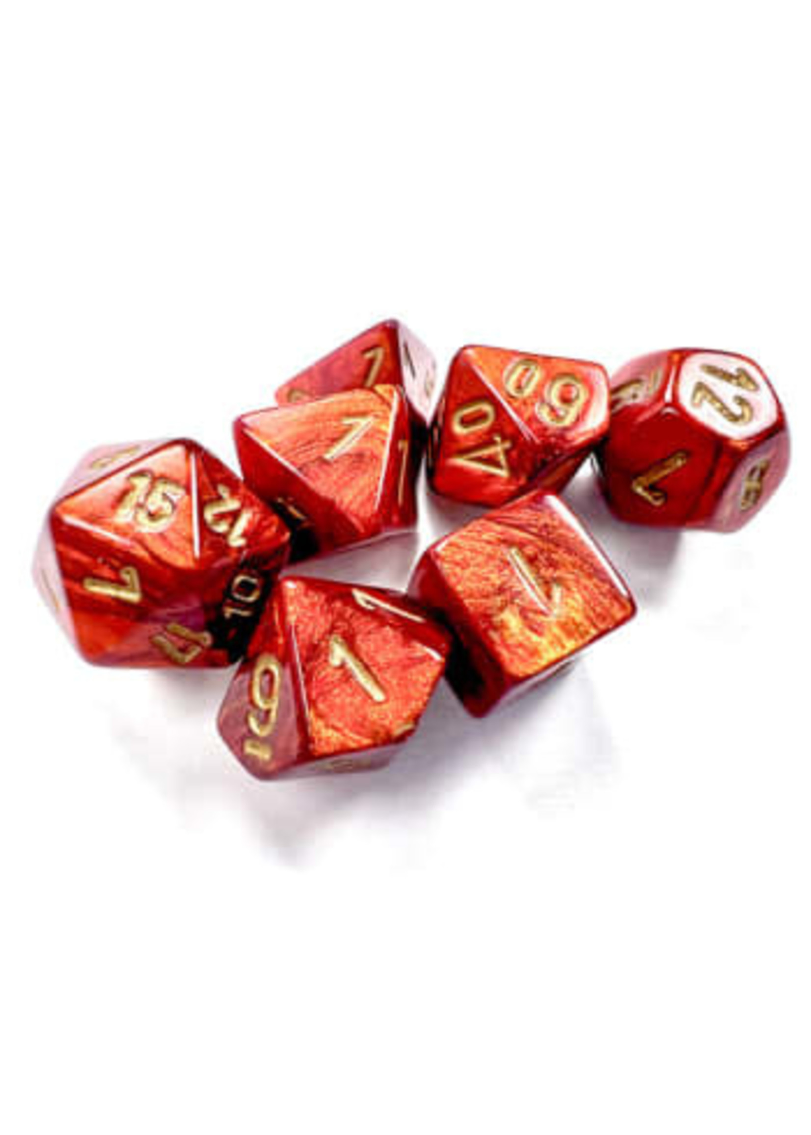 Chessex Scarab Mini 7 Set: Scarlet w/ gold