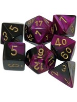 Chessex Gemini Mini 7 Set: Black and Purple  w/ gold