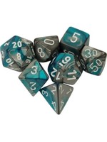 Chessex Gemini Mini 7 Set: Steel and Teal w/ white