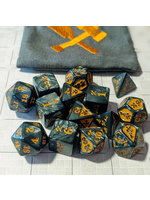 Gyld Bludgeoning Damage Dice - Marble Black with Copper (14)