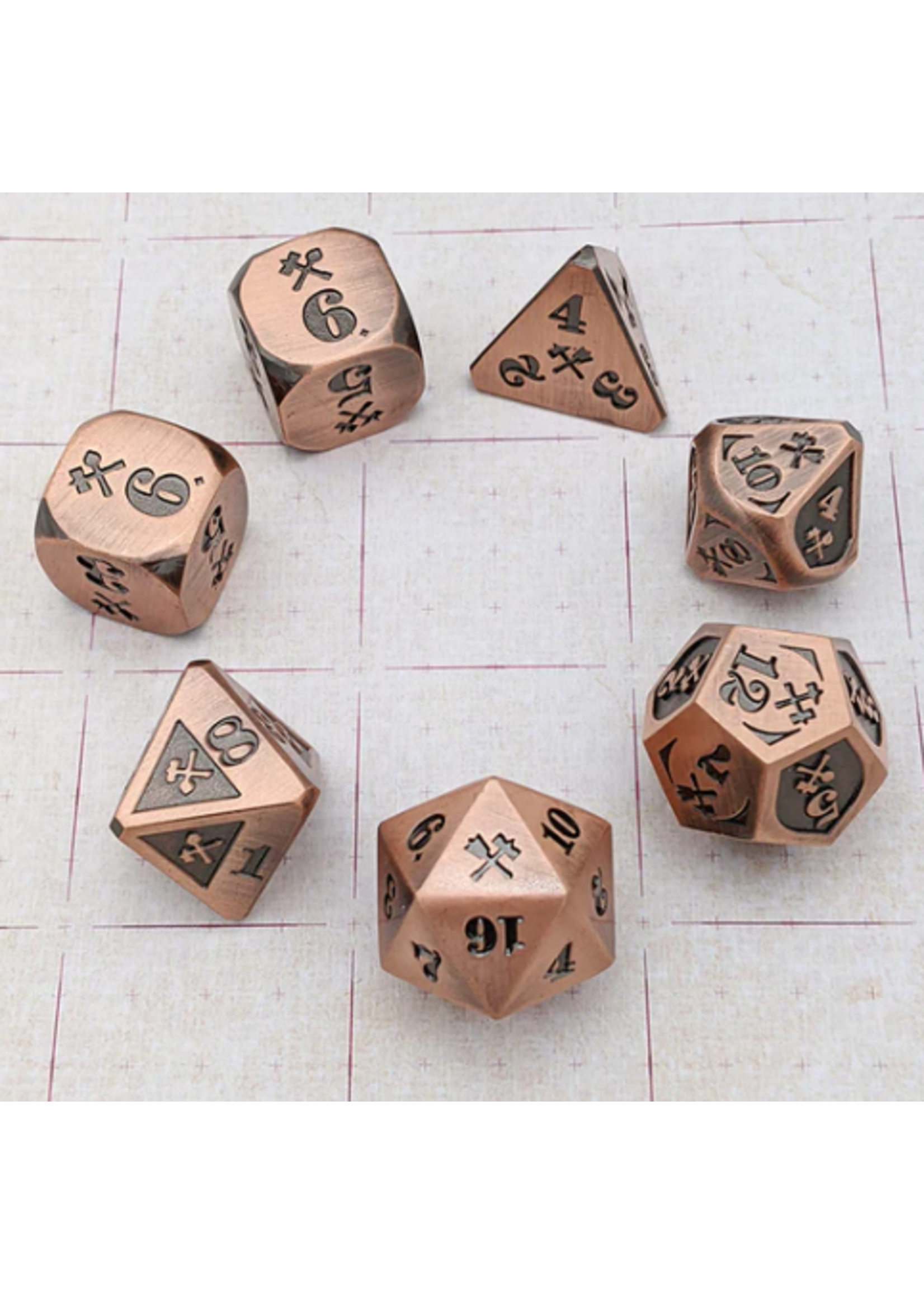 Gyld Metal Bludgeoning Damage Dice - Copper with Black (7)