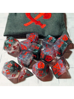 Gyld Slashing Damage Dice - Glimmer with Red (14)