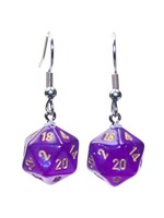 Chessex Hook Earrings Mini d20 - Borealis Royal Purple