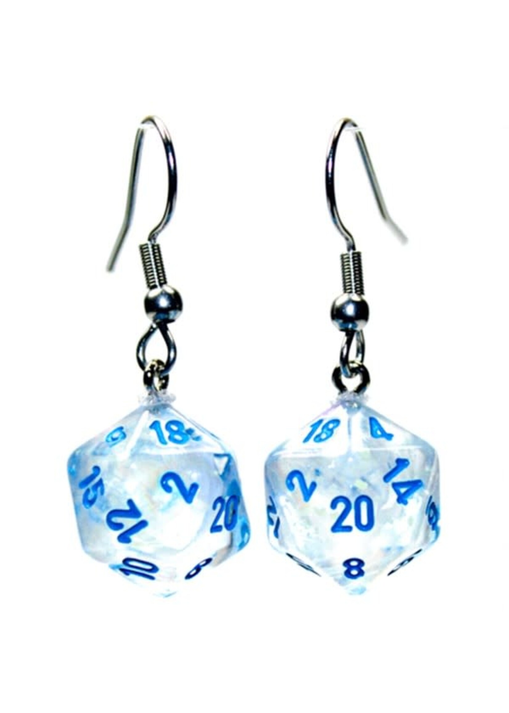 Chessex Hook Earrings Mini d20 - Borealis Icicle