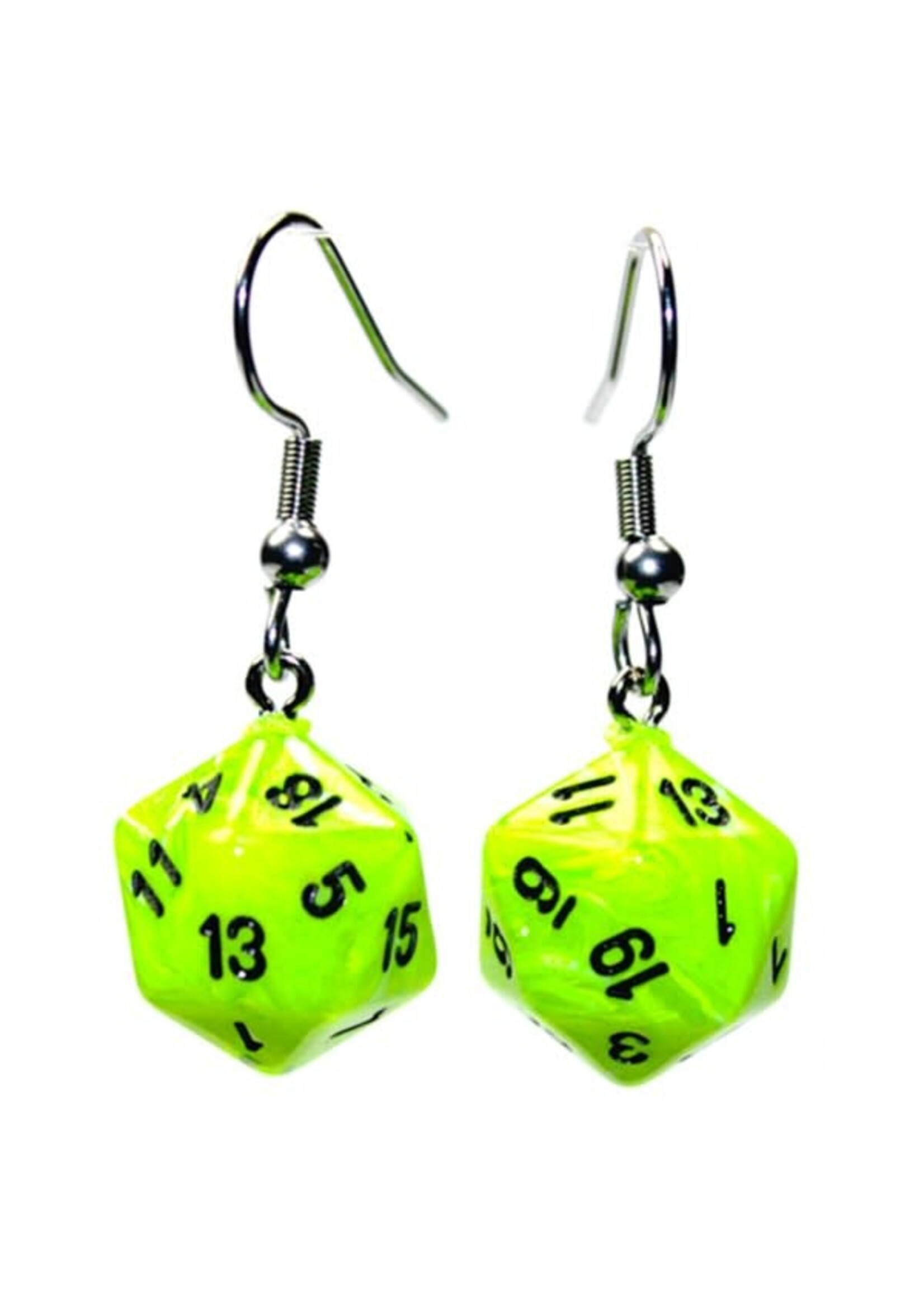 Chessex Hook Earrings Mini d20 - Vortex Bright Green