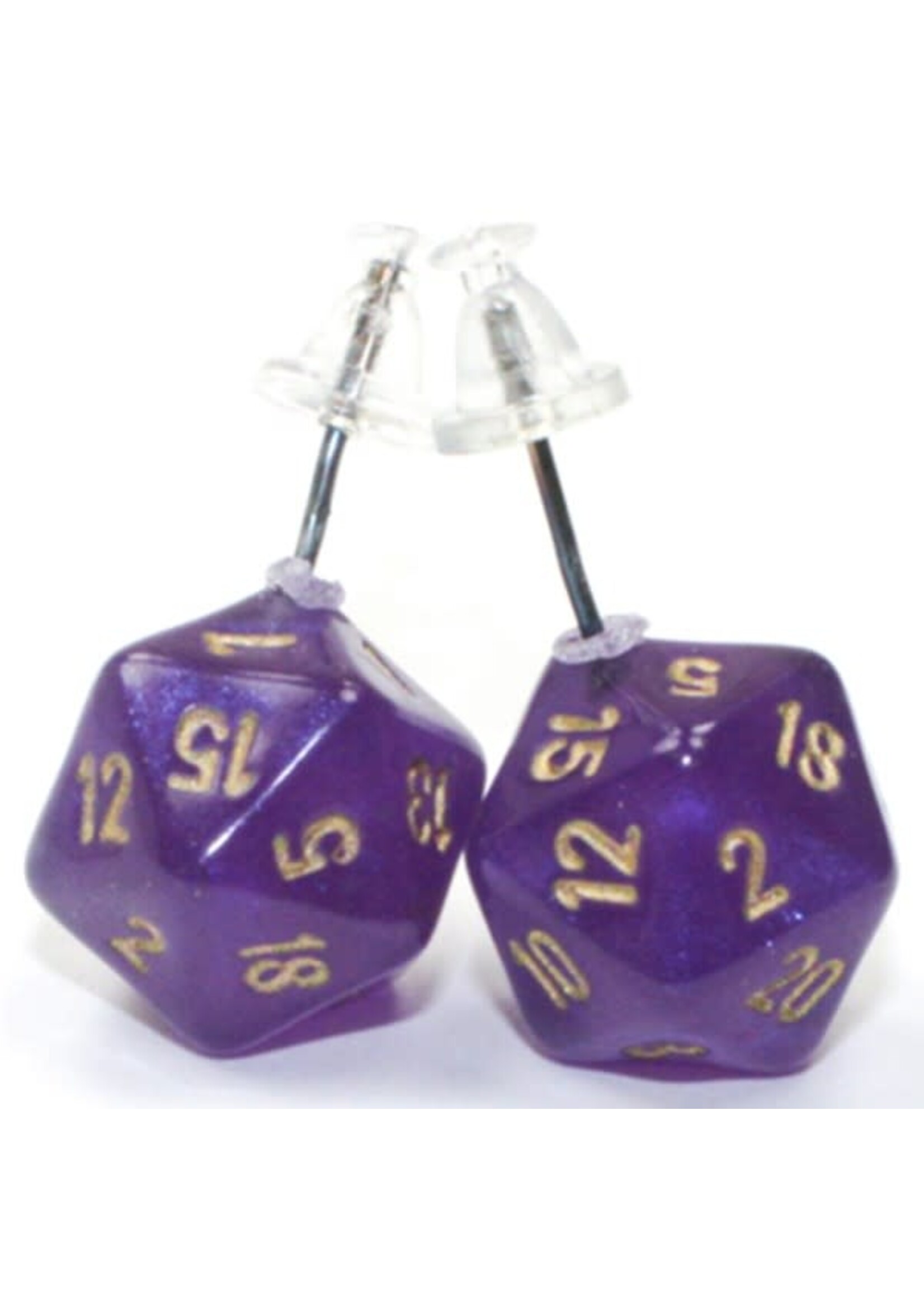 Chessex Stud Earrings Mini d20 - Borealis Royal Purple