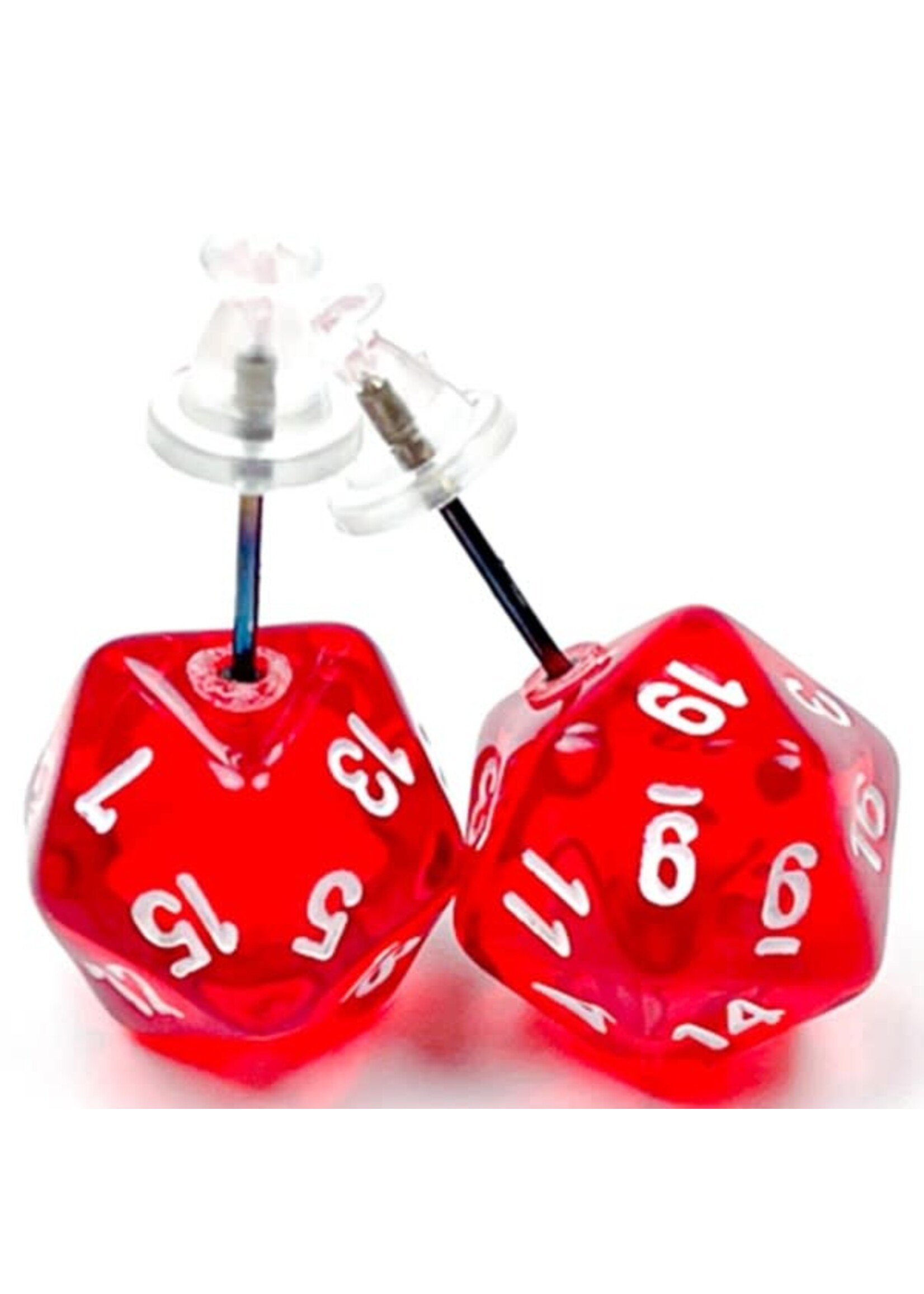 Chessex Stud Earrings Mini d20 - Translucent Red