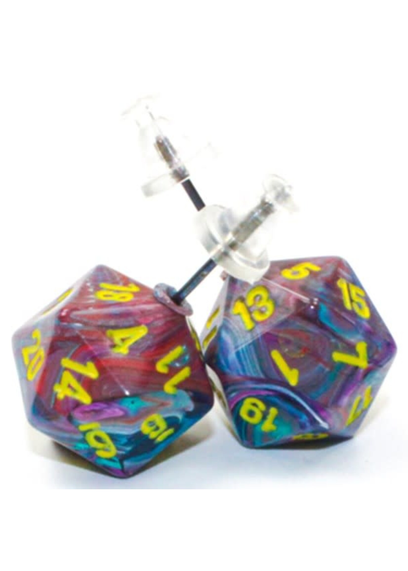 Chessex Stud Earrings Mini d20 - Festive Mosaic