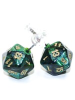 Chessex Stud Earrings Mini d20 - Scarab Jade