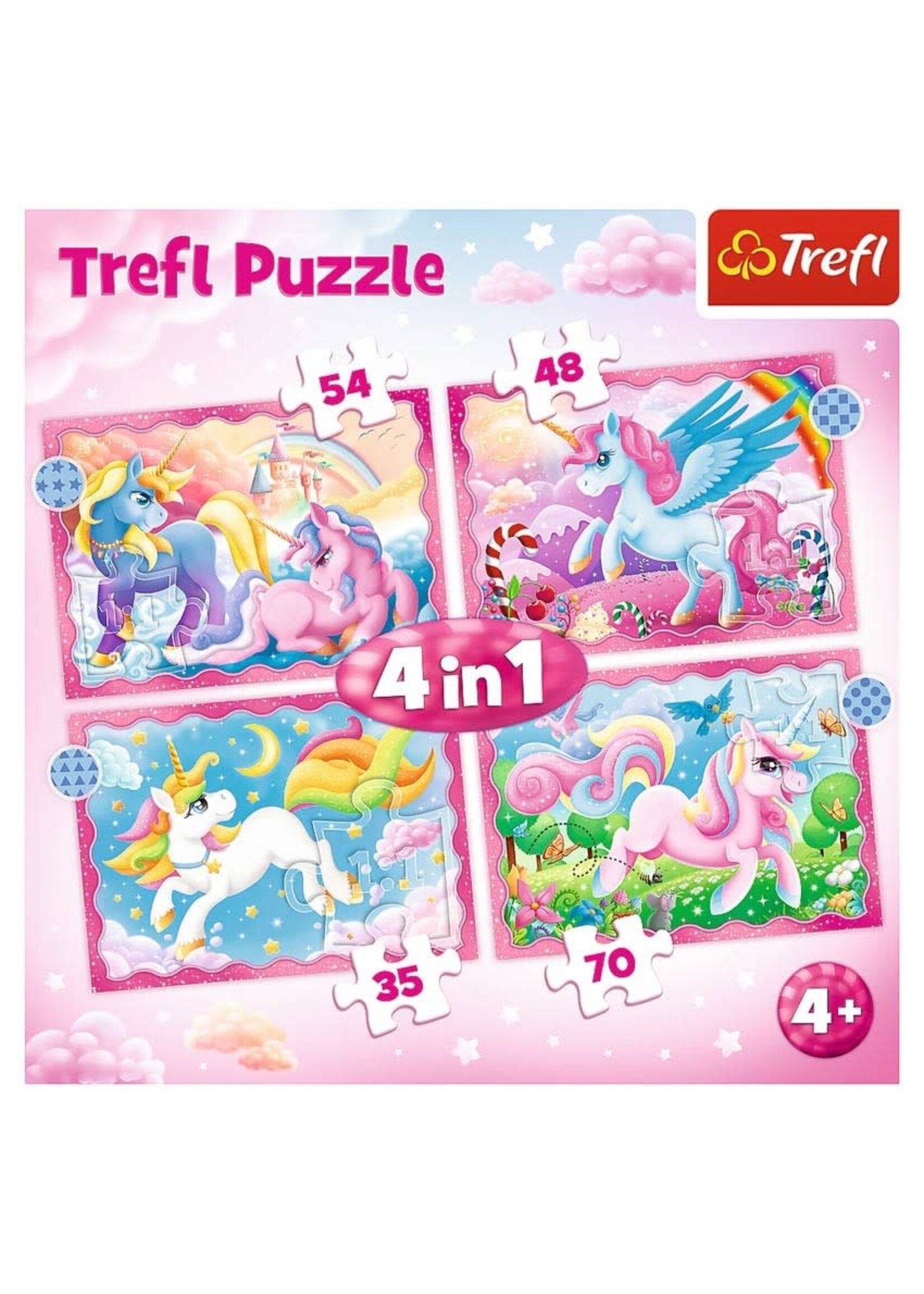 Trefl Puzzle: Unicorns and Magic 4in1