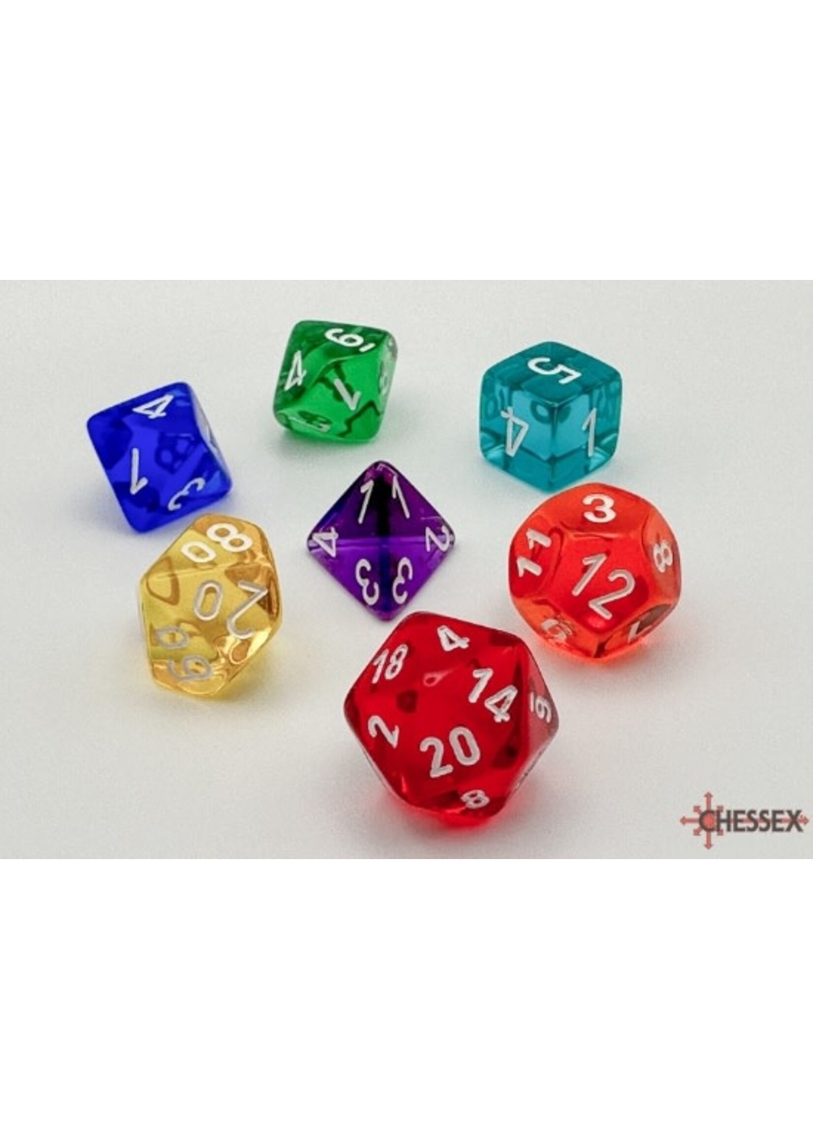 Chessex Prism Translucent GM and Beginner Player Polyhedral 7-Die Set