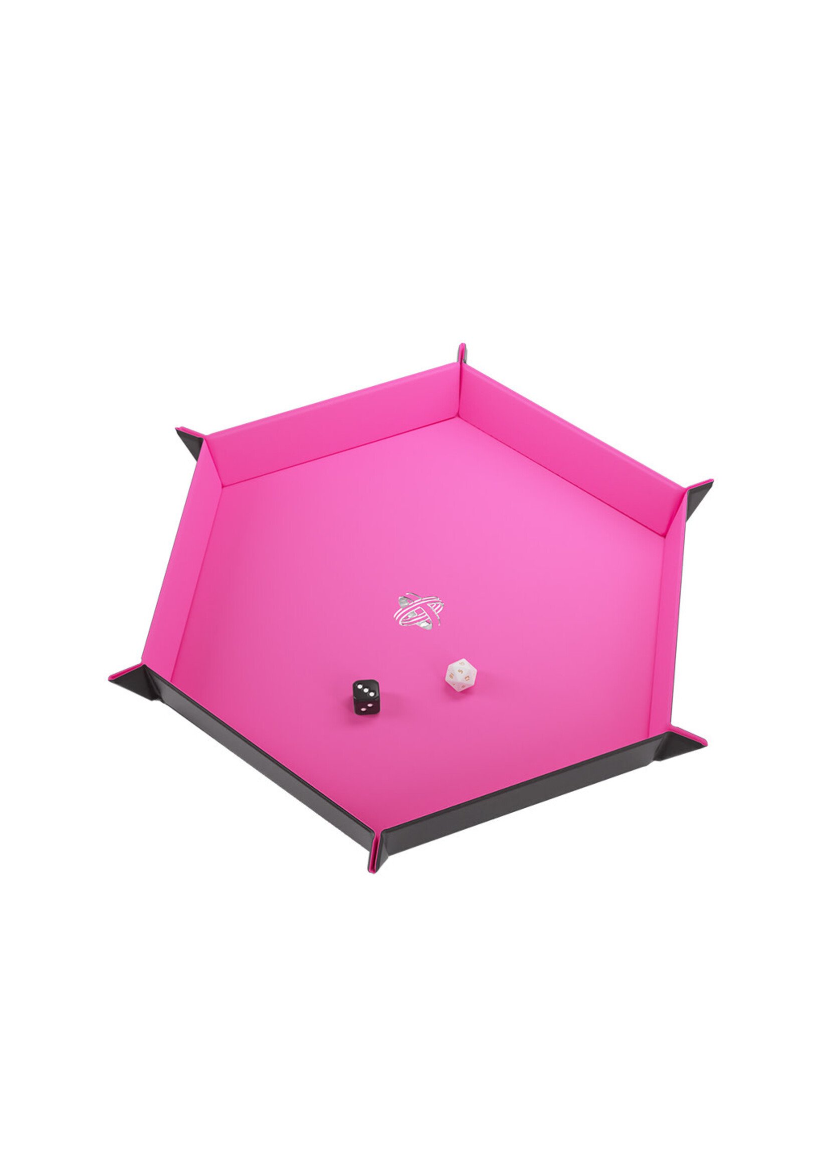 Gamegenic Magnetic Dice Tray Large Hexagonal Black w/ Pink