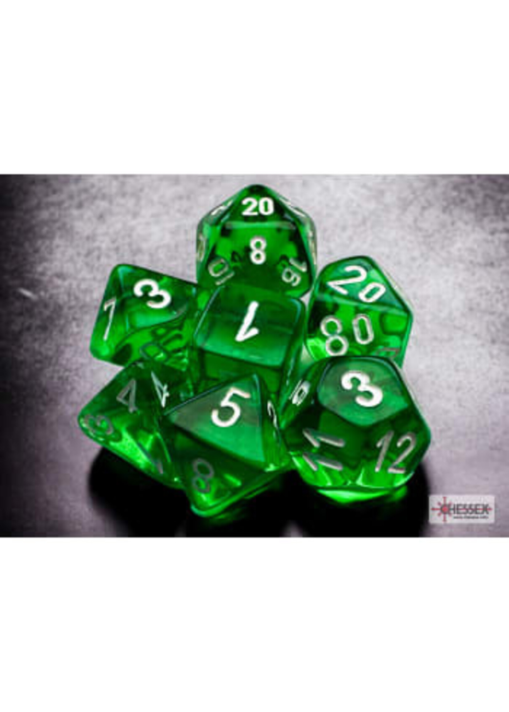 Chessex Translucent Mini 7 Set: Green w/ white