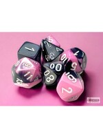 Chessex Gemini Mini 7 Set: Black & Pink w/ white
