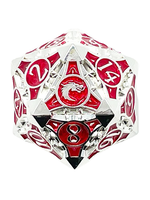 Old School Dice Old School 40mm D20 Metal Die: Gnome Forged - Silver w/ Red