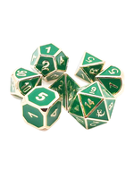 Old School Dice Old School 7 Piece RPG Metal Dice Set: Elven Forged - Green w/ Gold