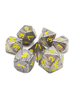 Old School Dice Old School 7 Piece RPG Metal Dice Set: Orc Forged -Ancient Silver w/ Yellow