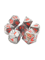Old School Dice Old School 7 Piece RPG Metal Dice Set: Orc Forged -Ancient Silver w/ Red