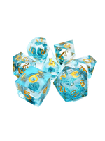 Old School Dice Old School 7 Piece Sharp Edged Dice Set: Liquid Infused - Azure Fury