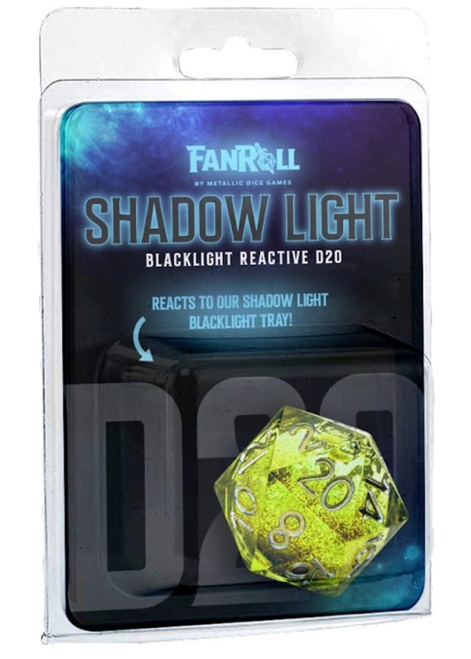 Metallic Dice Game Individual d20 Liquid Core Die: Shadow Light UV Reactive