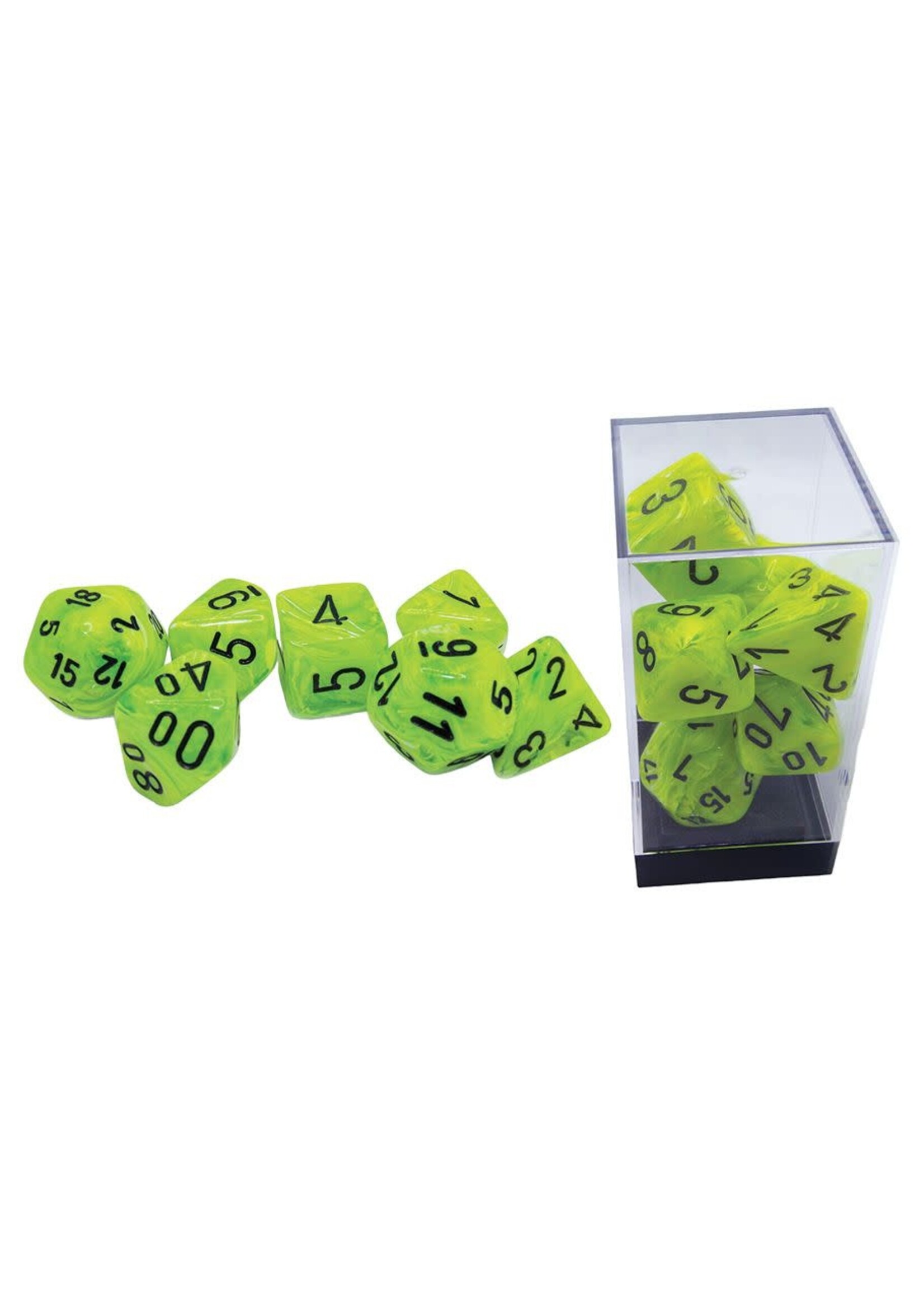 Chessex 7-set Mega Hedrals: Vortex Bright Green w/ black