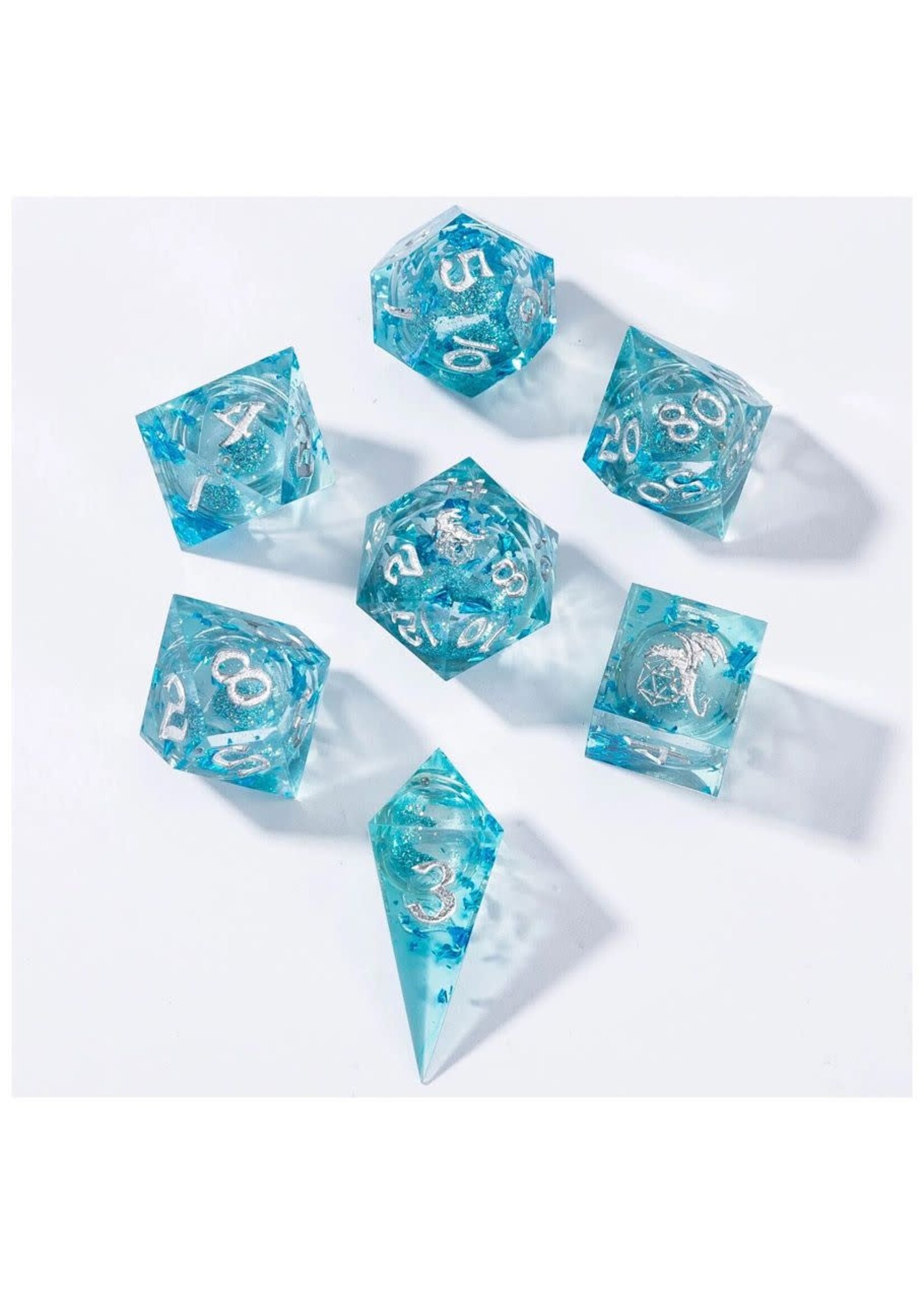 Hymgho Premium Gaming 7-Set Captured Magic Liquid Core Hand Sanded Sharp Edge Resin: Aqua