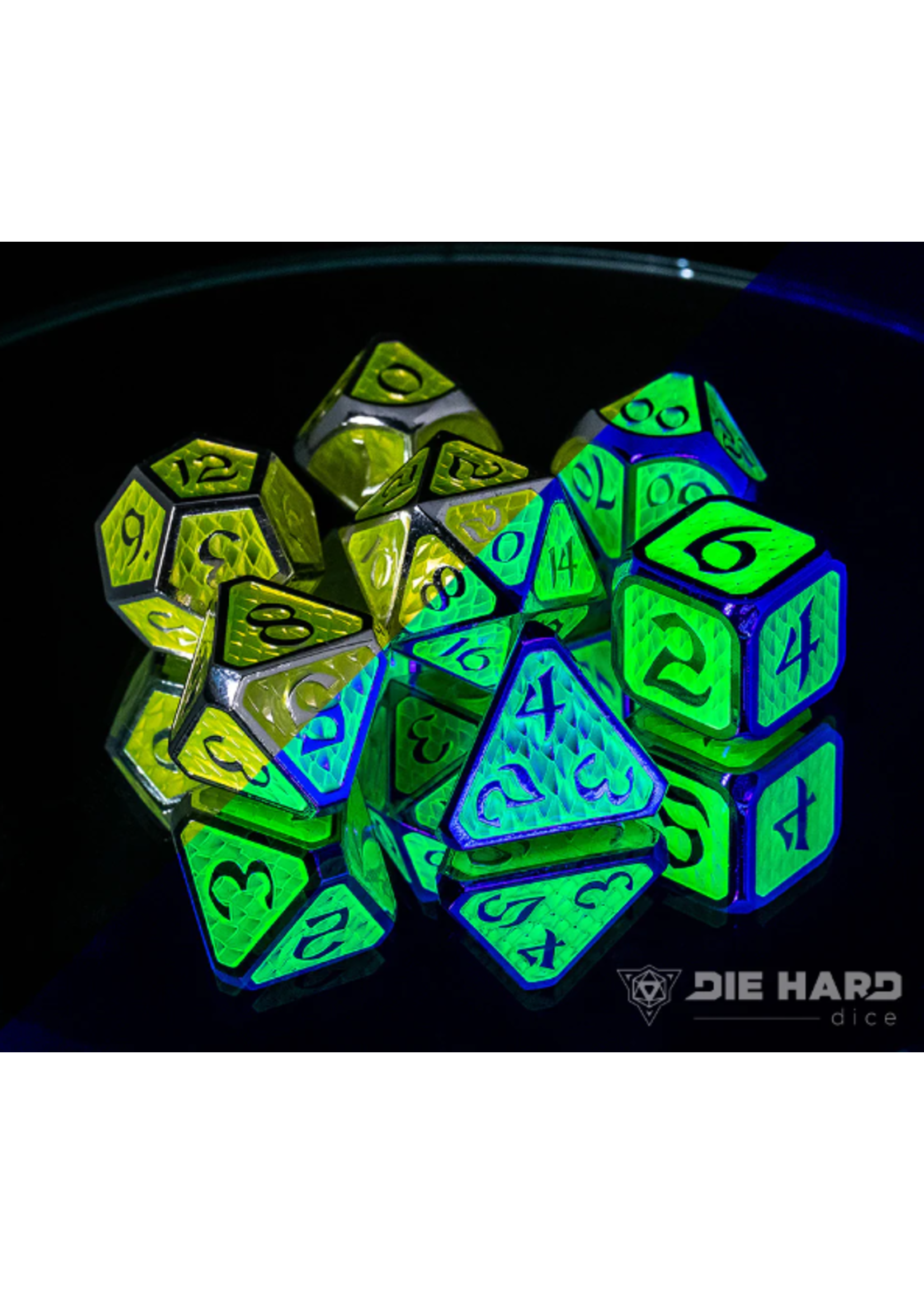 Die Hard Dice Metal Dice 7 set AfterDark Drakona Phosphor