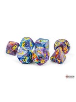 Chessex 7-Set Mega Hedrals: Festive Mosaic with yellow