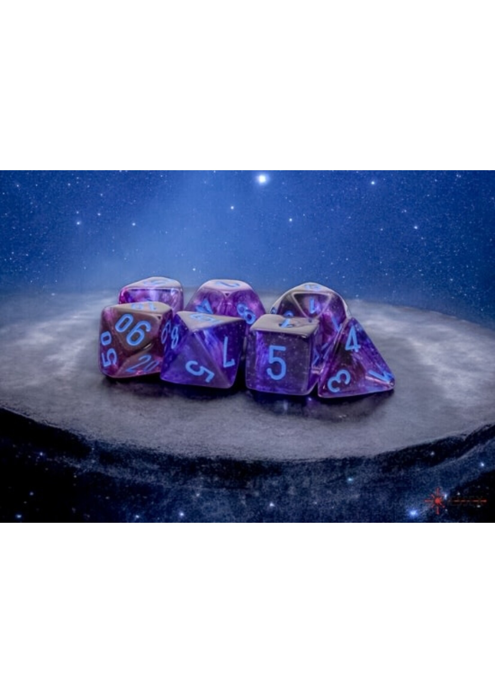 Chessex 7-Set Mega Hedrals: Nebula Nocturnal with blue Luminary