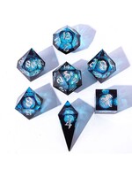 Hymgho Premium Gaming 7-Set Captured Magic Liquid Core Hand Sanded Sharp Edge Resin: Twilight Azure
