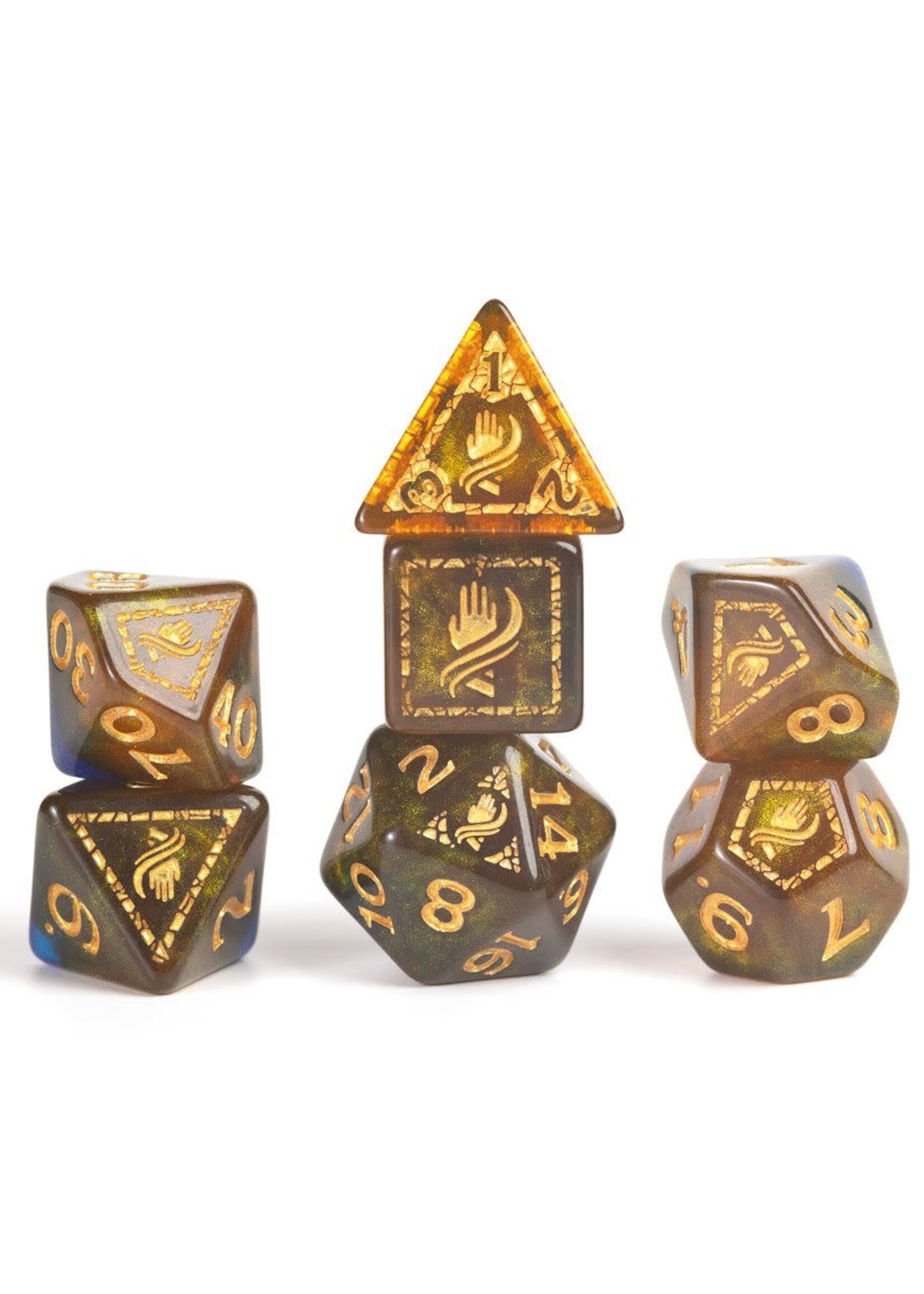 Sirius Dice D&D Adventure Dice: Monk (Blue and Gold)