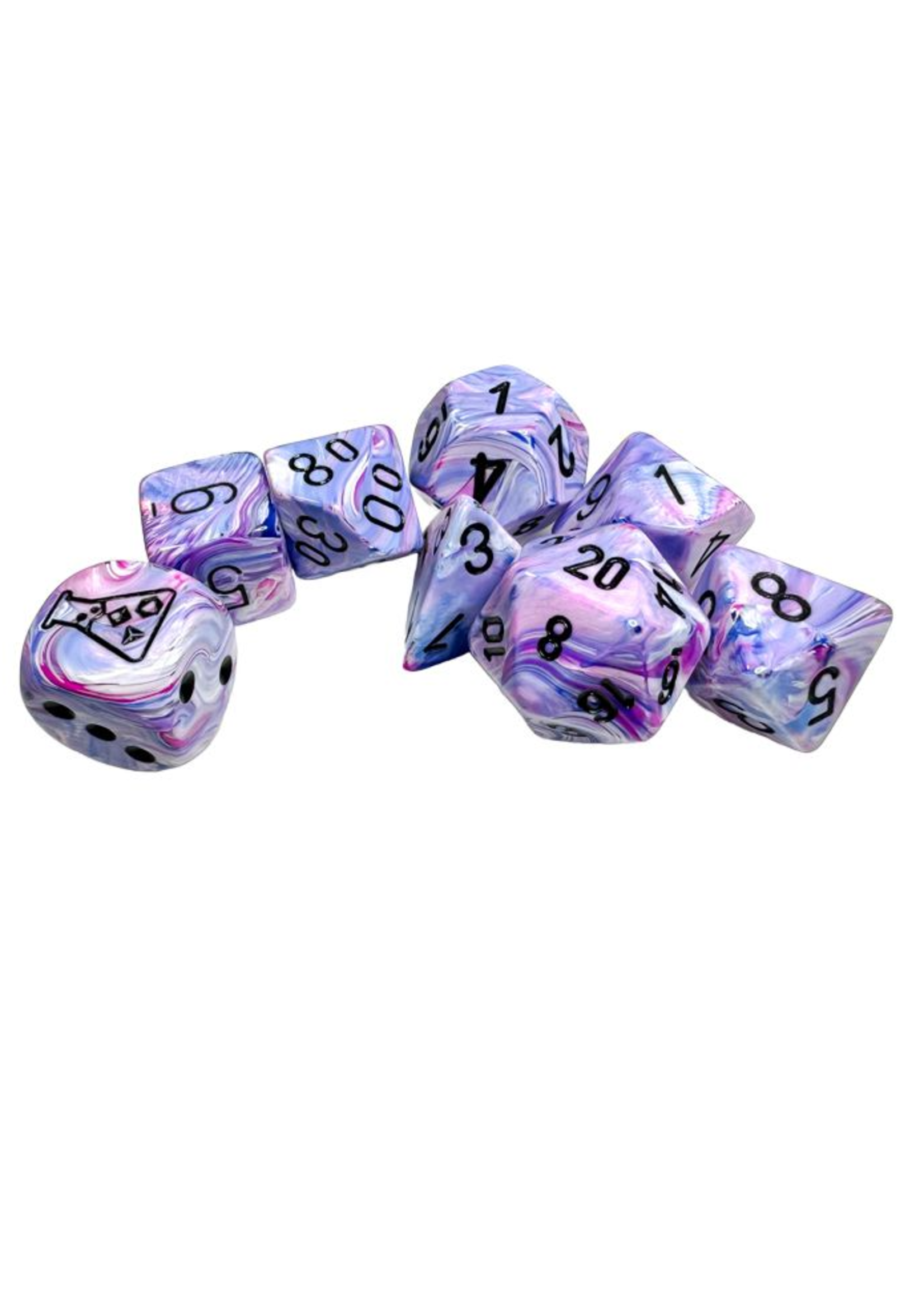 Chessex 7-set Tube Lab Dice: Hydrangea/black