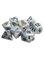 Chessex 7-set Tube Lab Dice: Marble Calcite/black