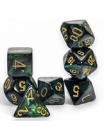 Chessex 7-Set Mega Hedrals: Scarab Jade with gold