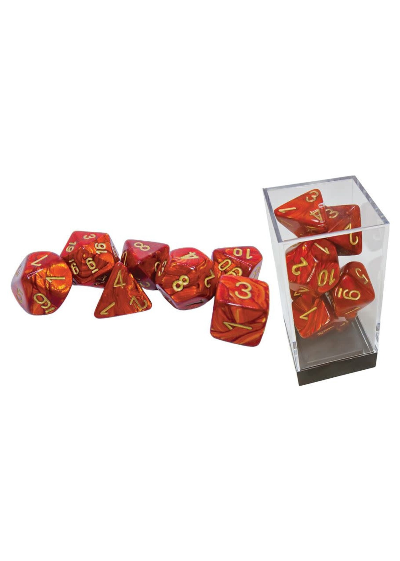 Chessex 7-set Mega Hedrals: Scarab Scarlet w/ gold