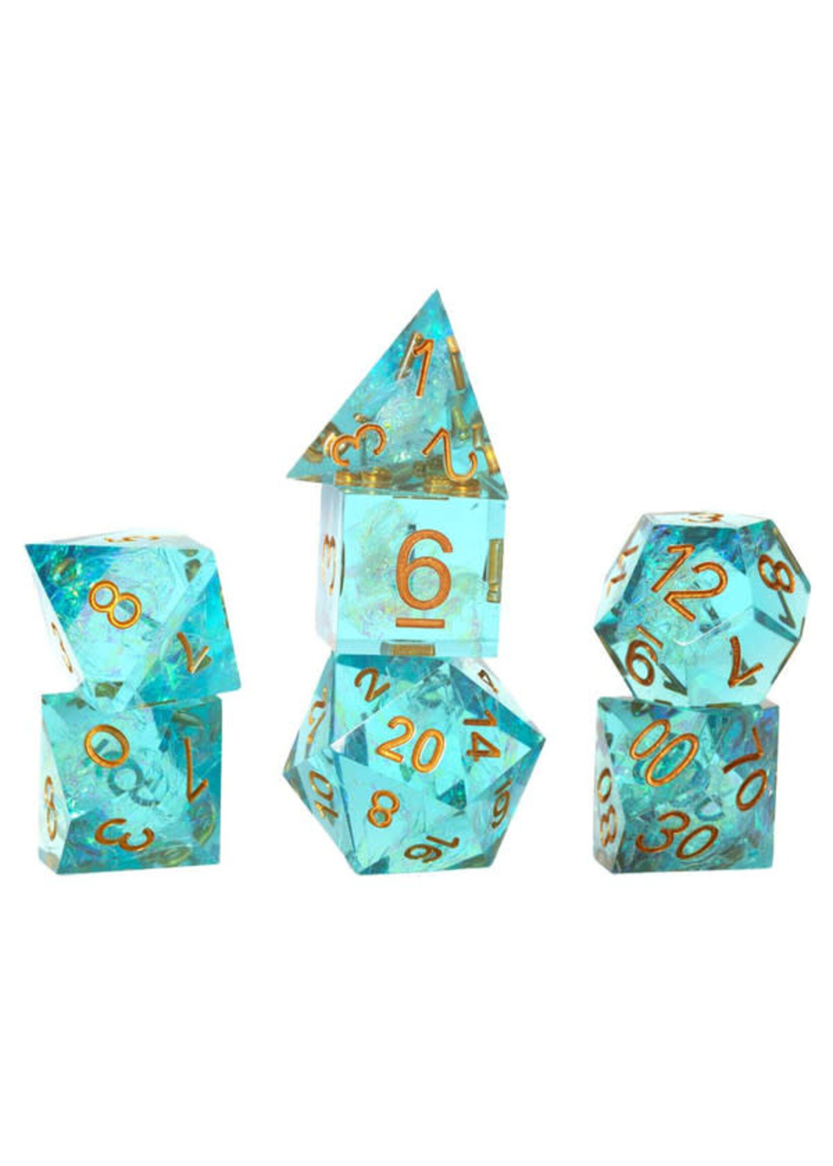 Sirius Dice 7-Set Sharp-edged Aqua Fairy