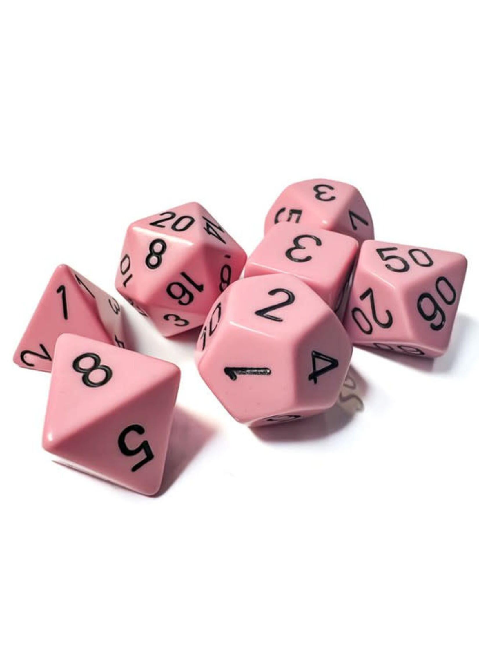 Chessex Opaque Poly 7 set: Pastel Pink with black