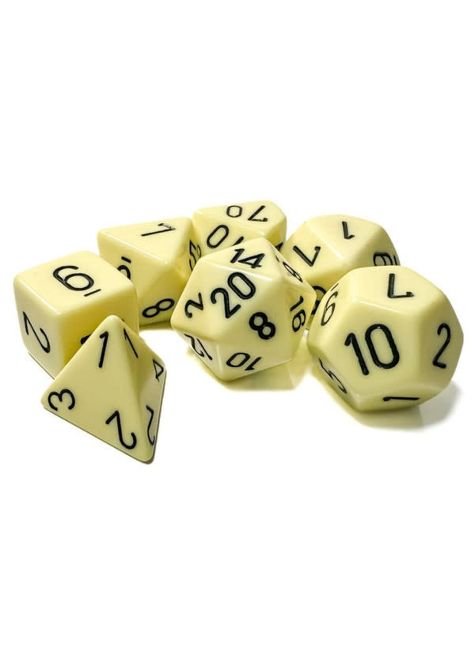 Chessex Opaque Poly 7 set: Pastel Yellow with black