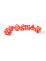 Chessex Festive Poly 7 set:  Luminary Dahlia with white