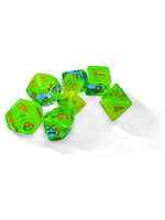 Chessex Gemini Luminary Poly 7 set: Green & Teal w/ orange