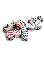 Chessex d6 Cube 16mm Gemini Black & White w/ pink (12)