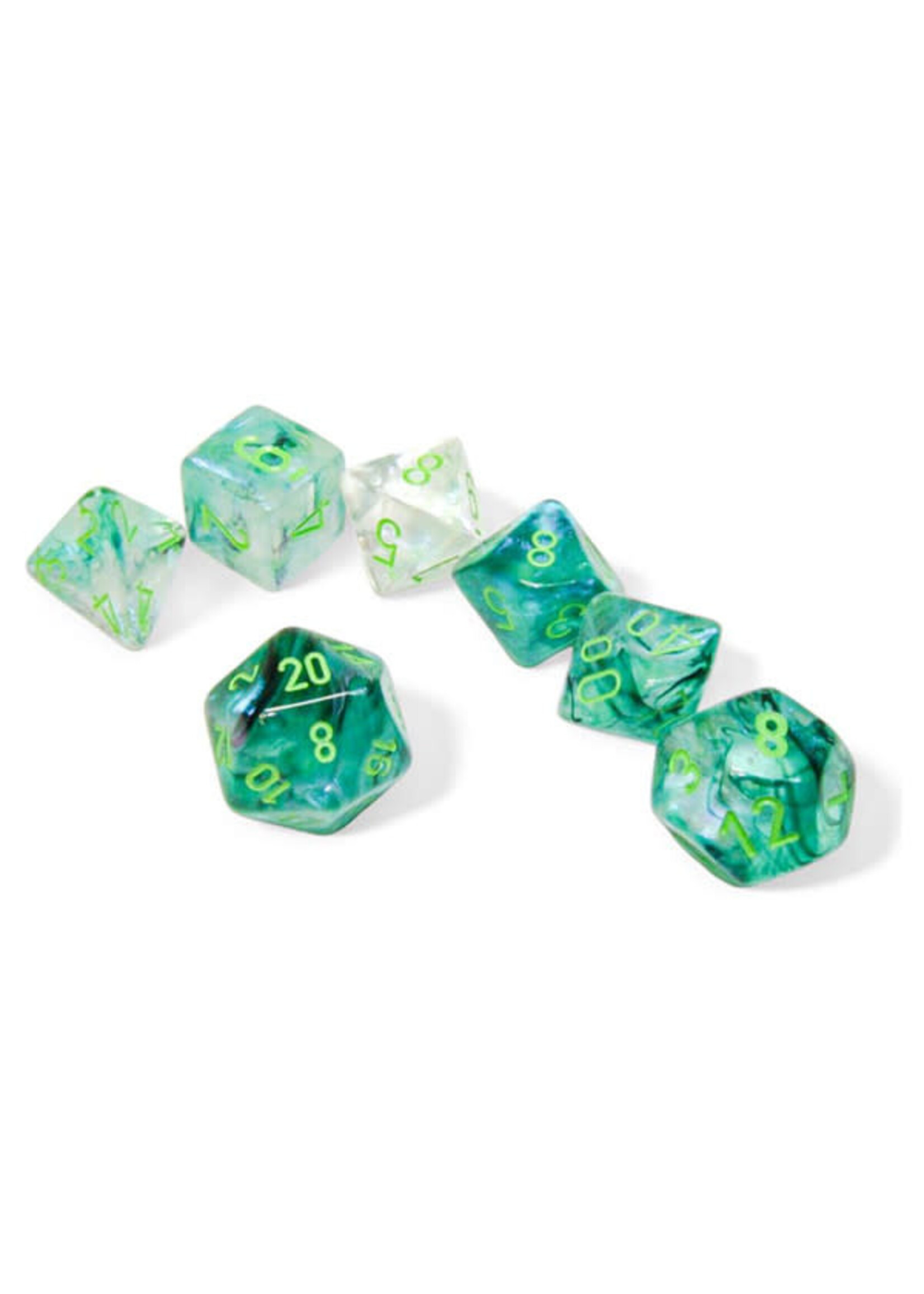 Chessex Borealis Luminary Poly 7set: Kelp w/ light green