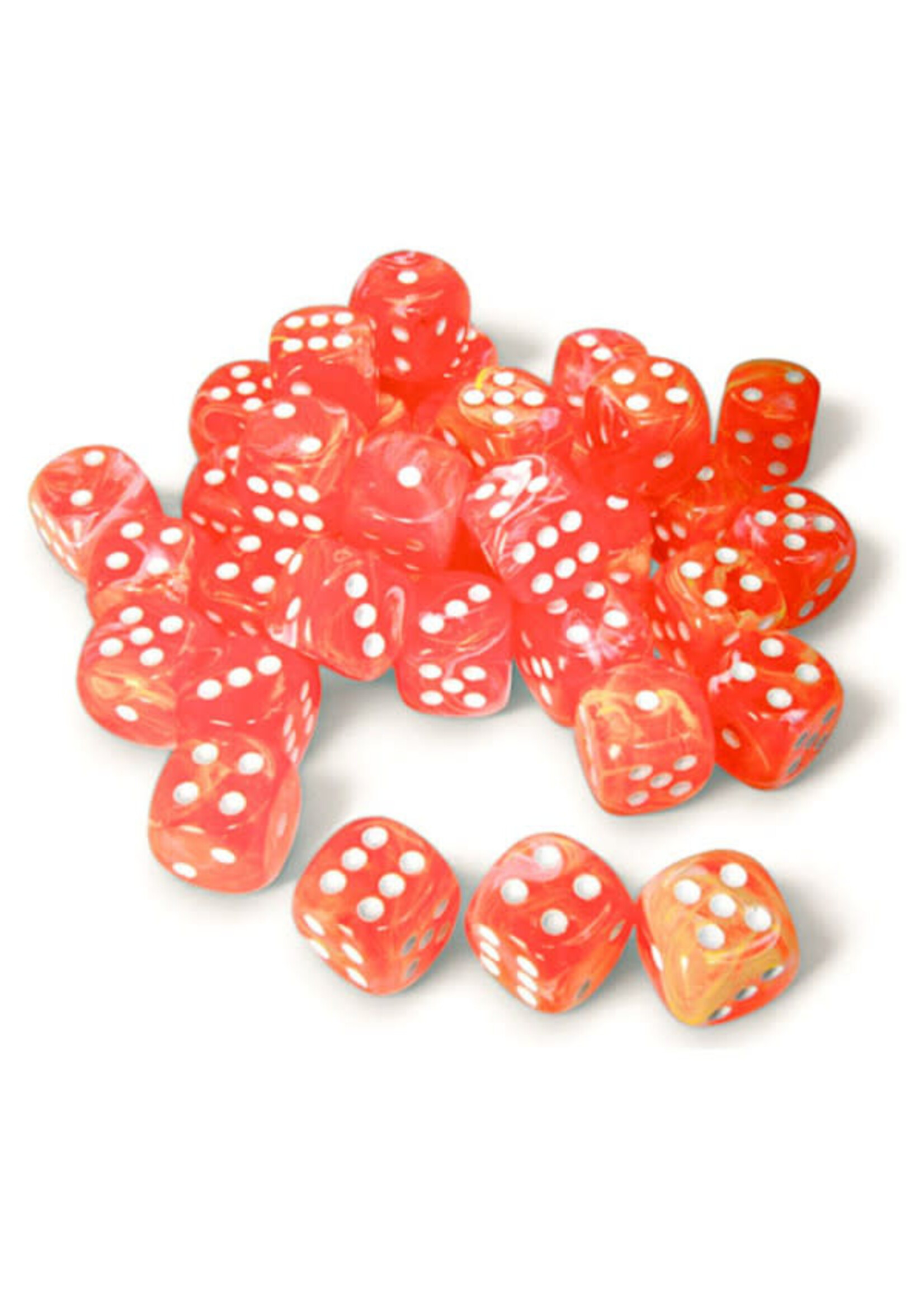 Chessex d6 Cube 12mm Festive Dahlia w/ white (36)