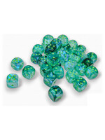 Chessex d6 Cube 12mm Borealis Luminary Kelp w/ light green (36)