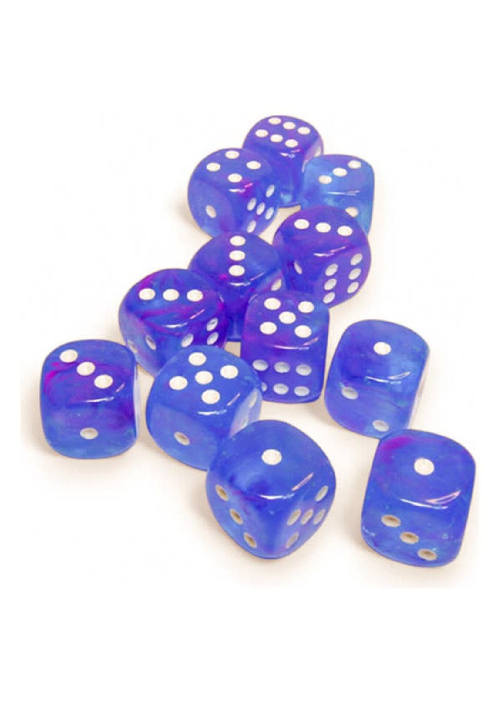 Chessex d6 Cube 16mm Nebula Luminary Aura w/ white (12)